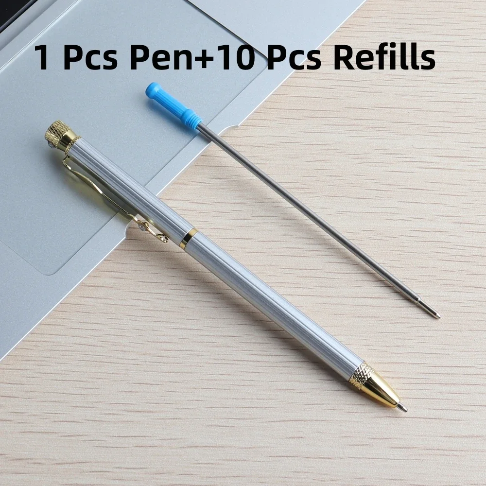 

Ручка Шариковая Genkky С Вращающимся Механизмом, 0.7 Мм, Тонкий Стержень, Нержавеющая Сталь, Для Офиса, Школы, Подарок