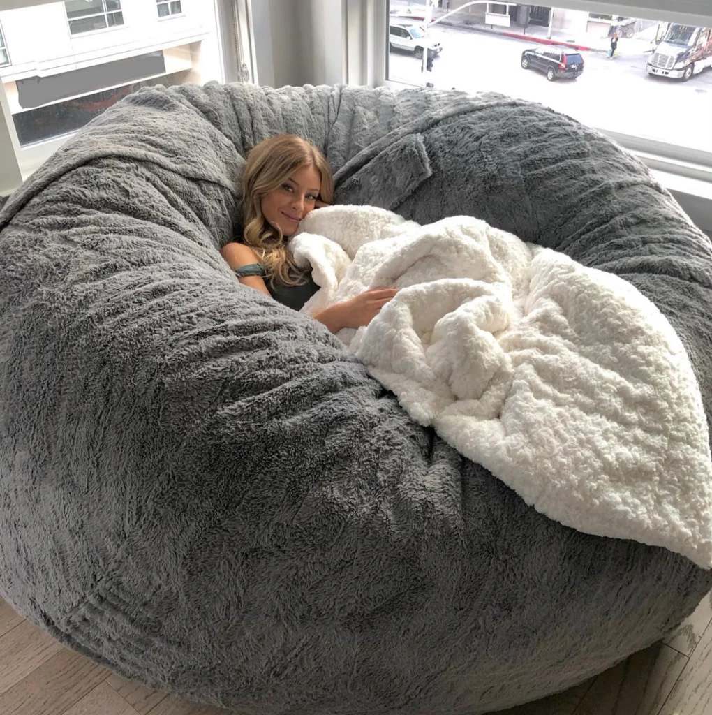 

Dropshipping new Floor Seat Couch Futon Lazy Sofa Recliner Pouf Giant soft Fluffy Fur sleeping Bean Bag for adult relax