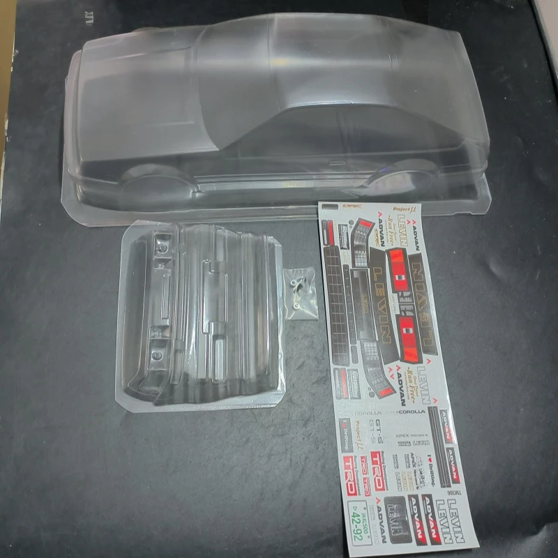 TM386 1/10 Mini AE86 прозрачный корпус Lexan с задним крылом + фонариком и наклейкой для 225 мм