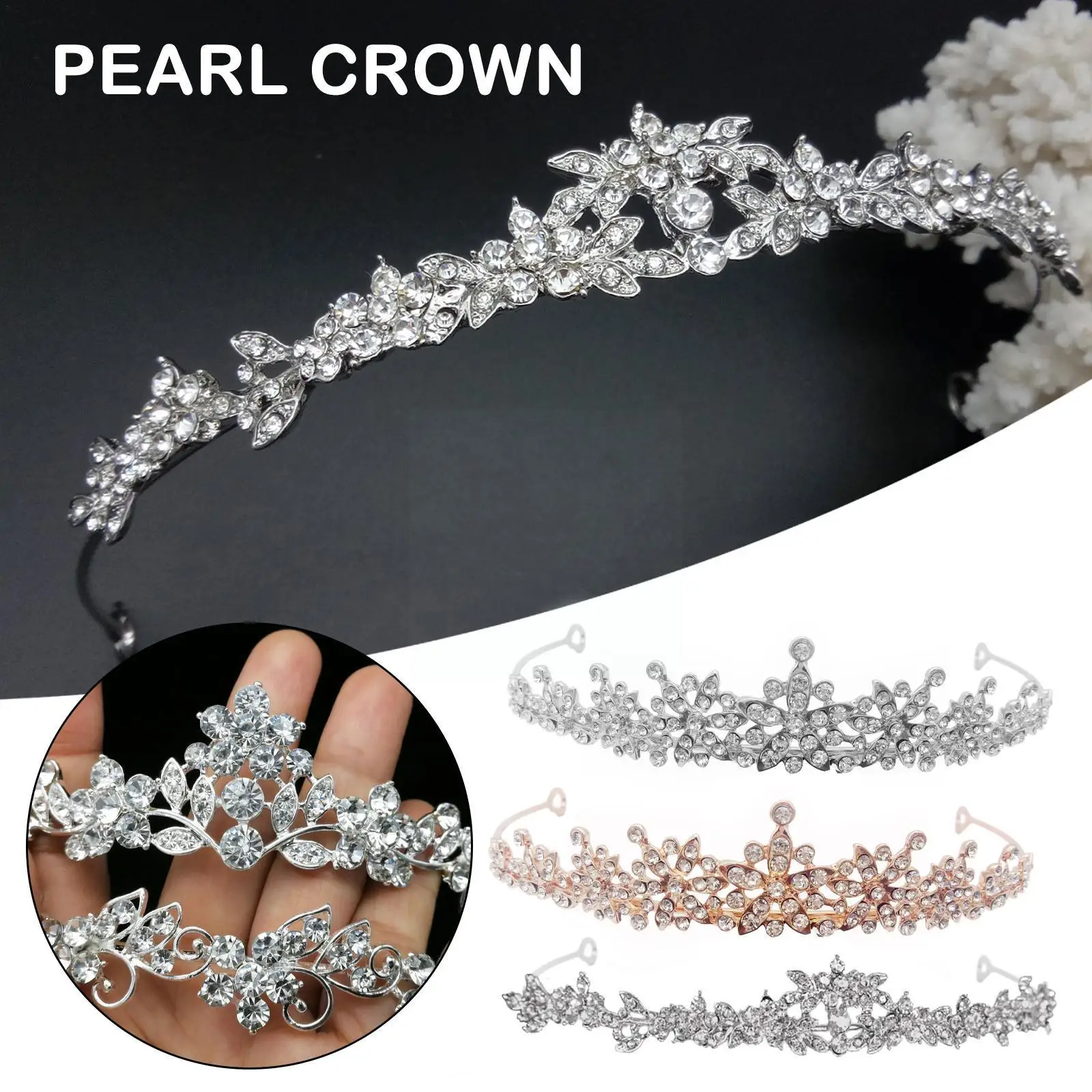 

Свадебная диадема Стразы с кристаллами для принцессы, обруч для волос, корона для волос, корона для конкурса, свадебные аксессуары Rhineston I7T2