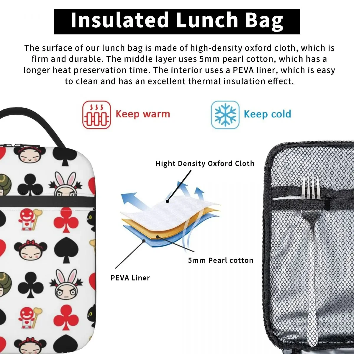 Милая корейская кукла Pucca Garu изолированные сумки для обеда большая вместительная