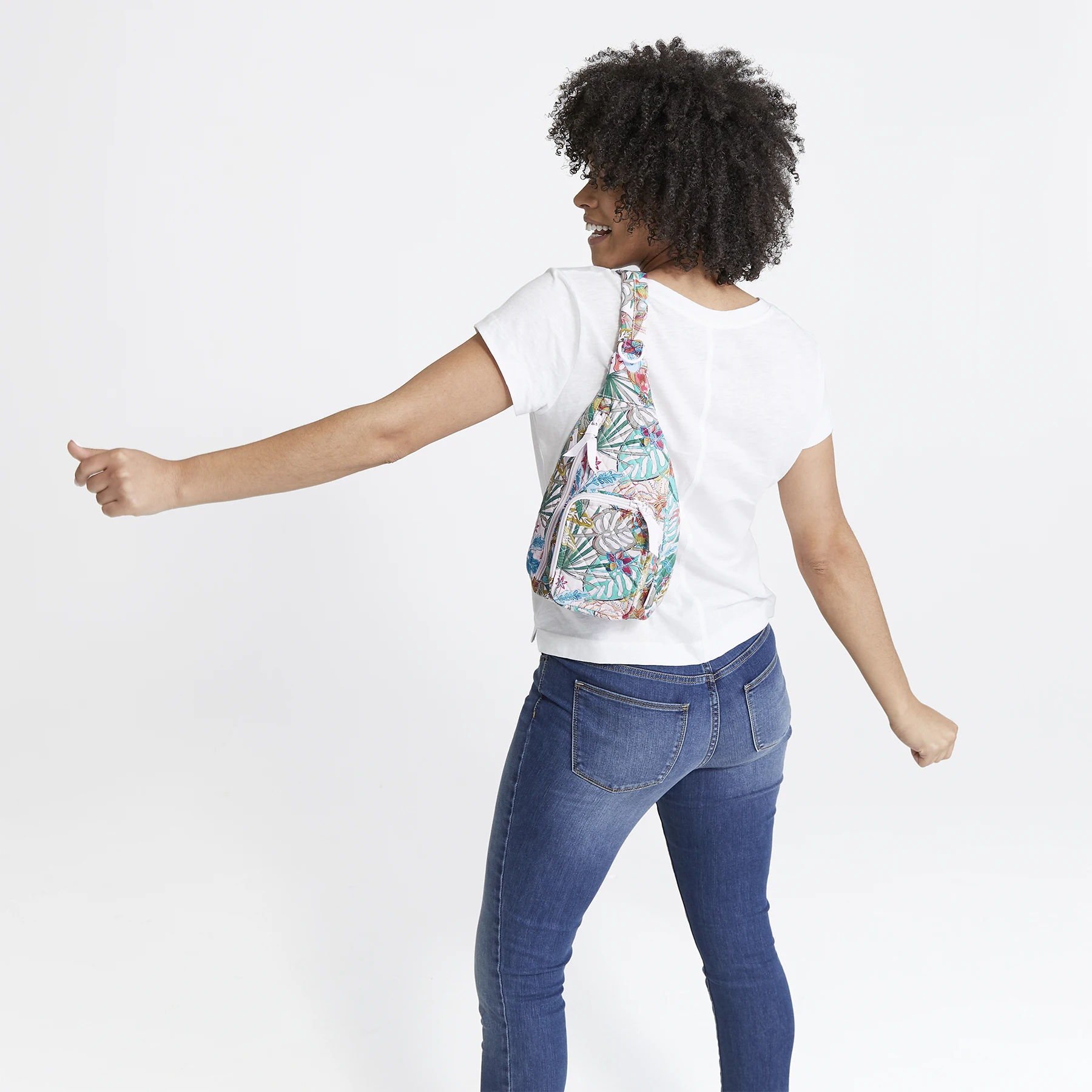Women's Recycled Cotton Mini Sling Backpack Java Navy Camo