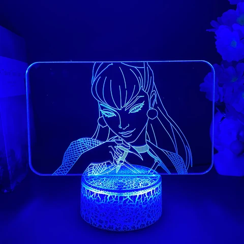 3D акриловая лампа LOL KDA Evelynn, крутая декоративная подсветка для комнаты, меняющая цвет RGB, ночник для детской спальни