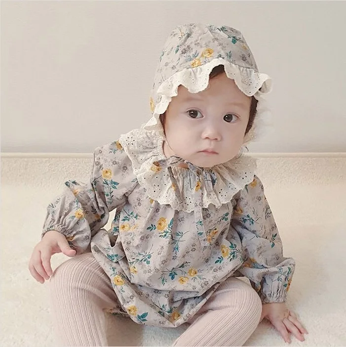 

Fashion Newborn Baby Girl Triangle Romper Clothes Baby Girl Rompers Ruffle Collar Floral Long Sleeve Jumpsuits