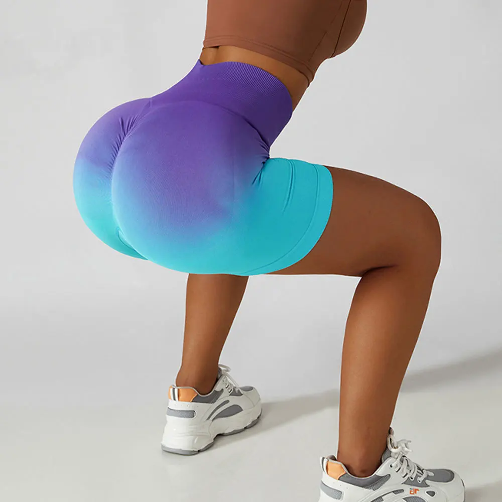 High Waist Yoga Pants Gradient Yoga Shorts Seamless Leggings Sport Women Fitness Sports Shorts Gym Leggings Workout Pants Women