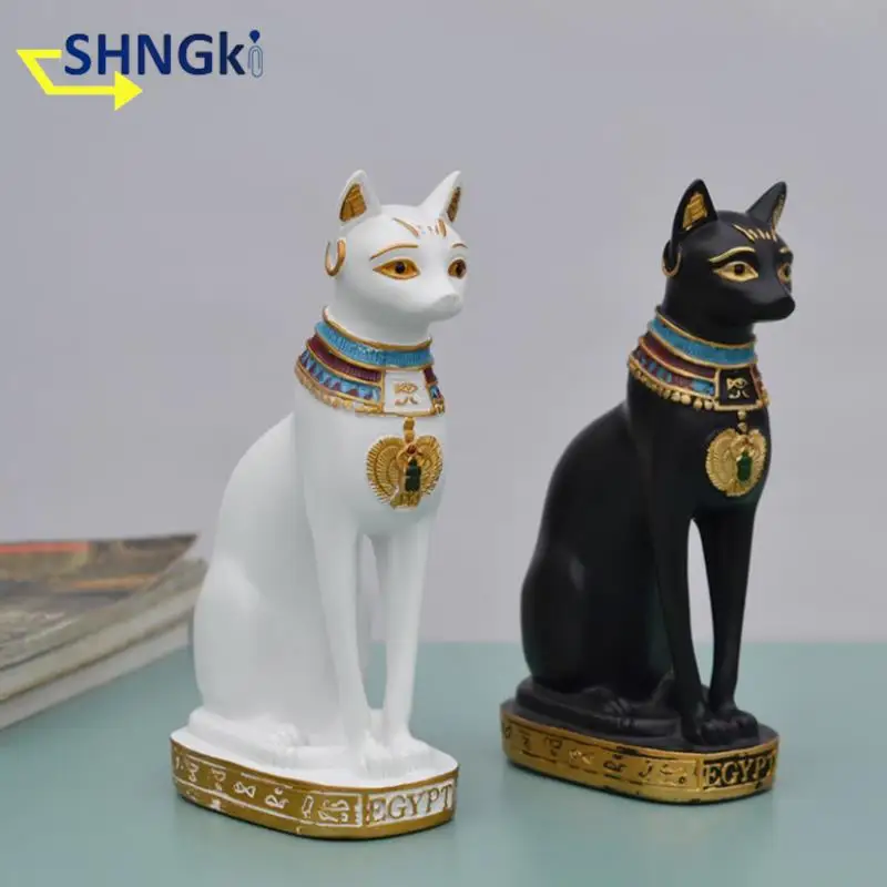 

1Pcs Egyptian Cat Resin Craft Modern Baster Goddess God Pharaoh Figurine Statue for Table Ornaments Gift Vintage Home Decoration