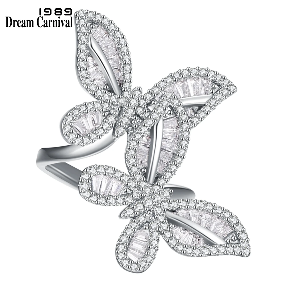 DreamCarnival1989 Warm Love Couple Butterflies Ring Women Wedding Engagement Must Have Dating Zirconia Jewelry Wholesale WA12013