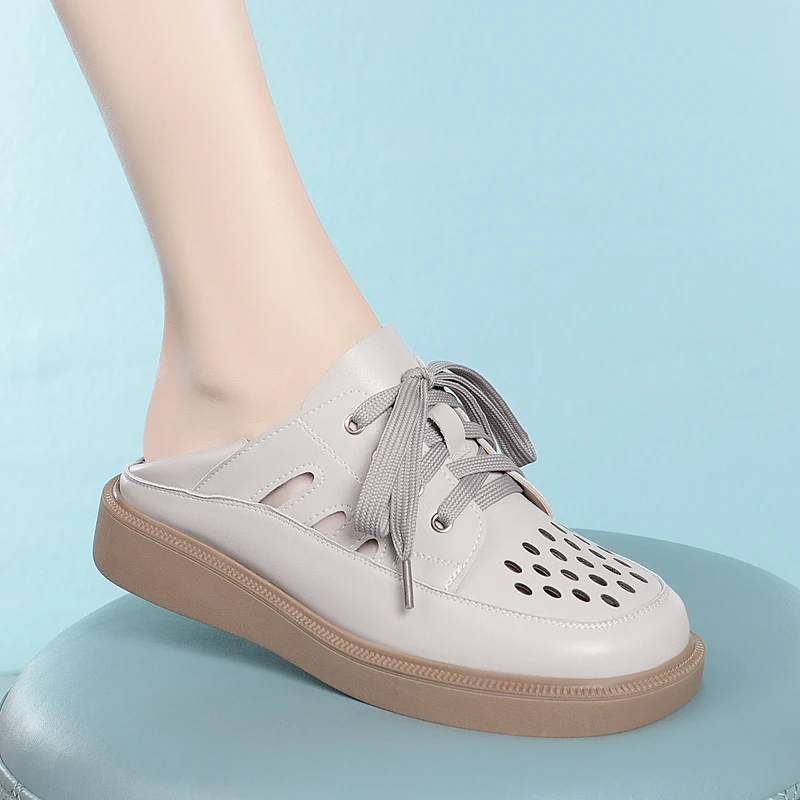 DIMANYU Skeleton Shoes Women 2023 New Genuine Leather Non Slip Lace-up Women Shoes Breathable Large Size 41 42 43 Women's Shoes