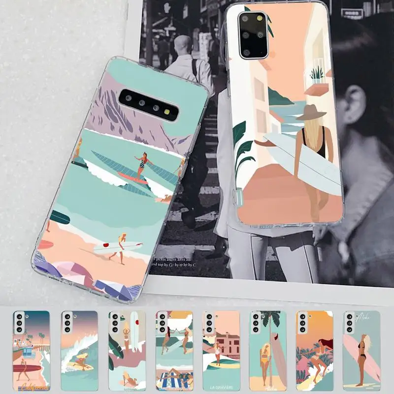 

YNDFCNB art surf Girl Phone Case for Samsung S21 A10 for Redmi Note 7 9 for Huawei P30Pro Honor 8X 10i cover