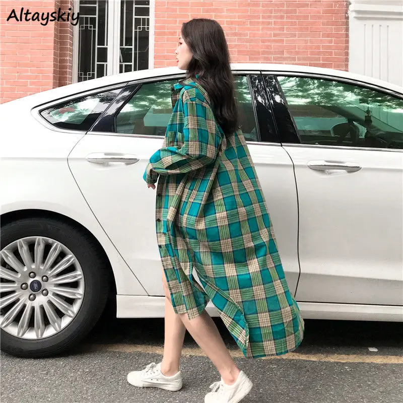 Женские рубашки в стиле ретро клетку стильная Весенняя универсальная верхняя