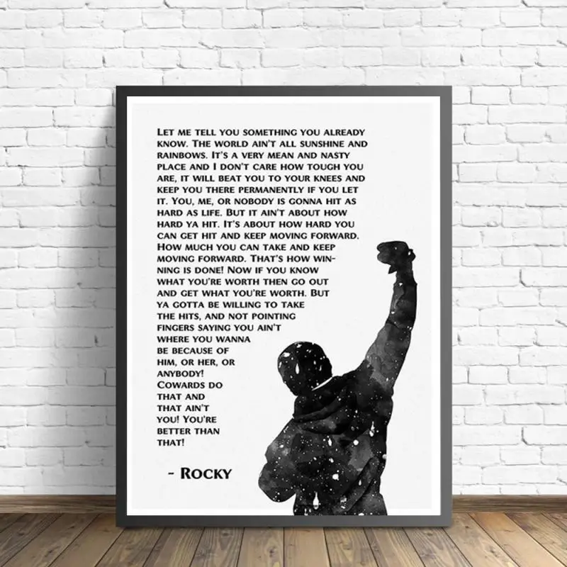 

Black and White Canvas Painting Boxer Inspirational Text Quotes Modern Poster Wall Picture For Living Room Study Room Home Decor