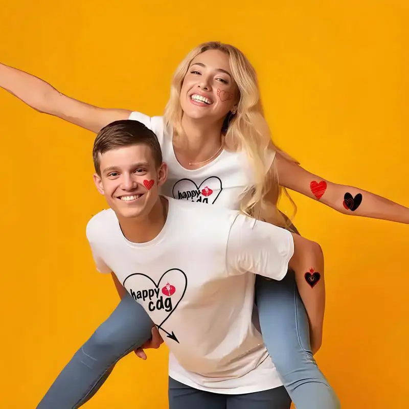 Временная тату-наклейка с сердечком 8 шт цвет в ассортименте