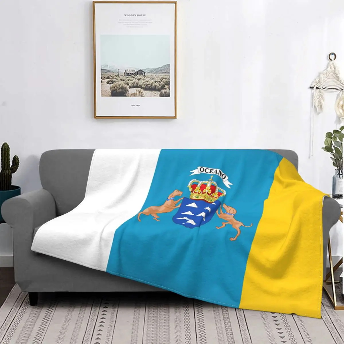 

Spain Flag Oceano Canary Islands Blankets Coral Fleece National Multi-function Soft Throw Blankets for Home Bedroom Bedspreads