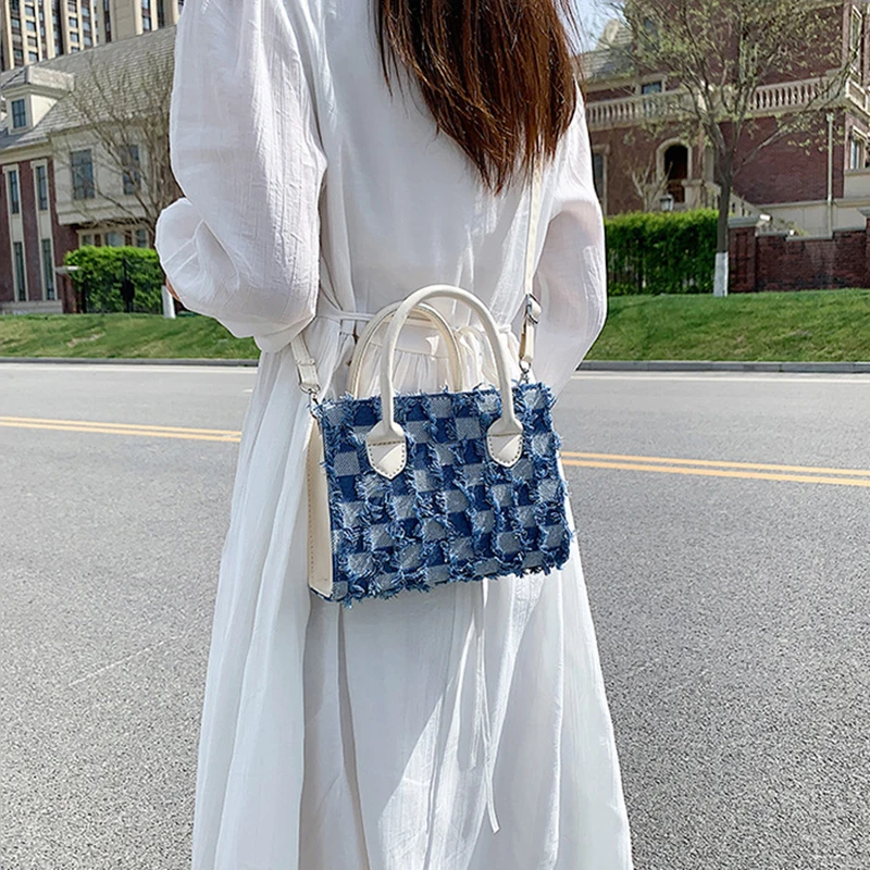 

Lady Casual Personalized HandBag 2023 New Women Splicing Plaid Luxury Shoulder Bag Fashion Designer Trends Female Crossbody Bags