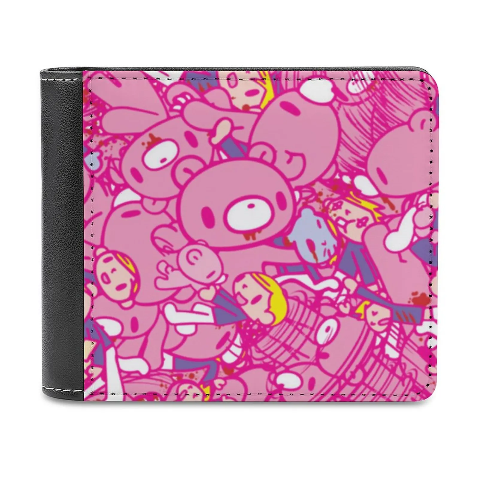 

Кожаный кошелек с мрачным медведем, короткие тонкие мужские кошельки, держатели для кредитных карт, мужской кошелек, мрачный медведь, милый ...