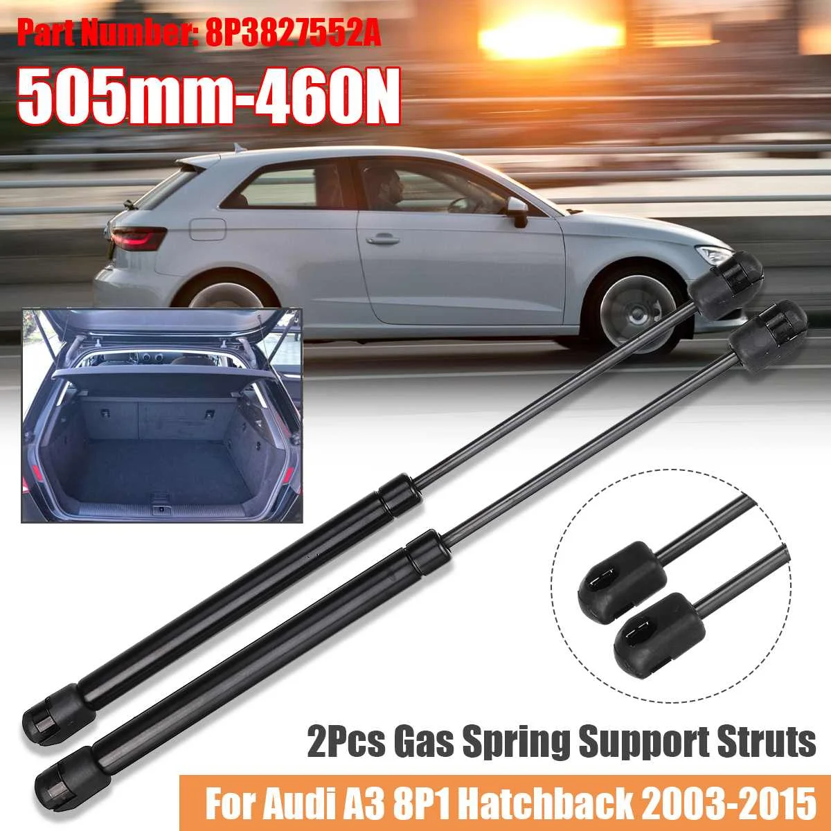 

2 шт., пружинные газовые стойки для багажника Audi A3 8P1 Hatchback 2003-2015