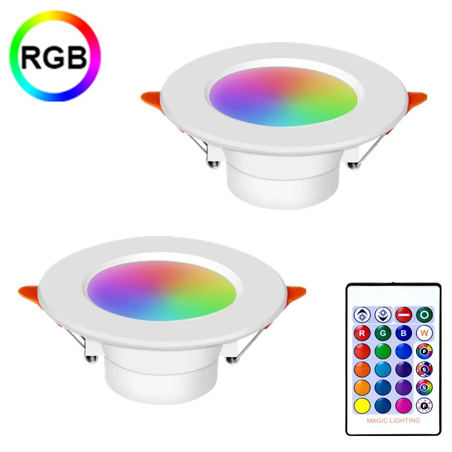

RGB точечные светодиодные светильники 10 Вт 15 Вт, потолочный светильник с дистанционным управлением, Встраиваемый светодиодный светильник пе...