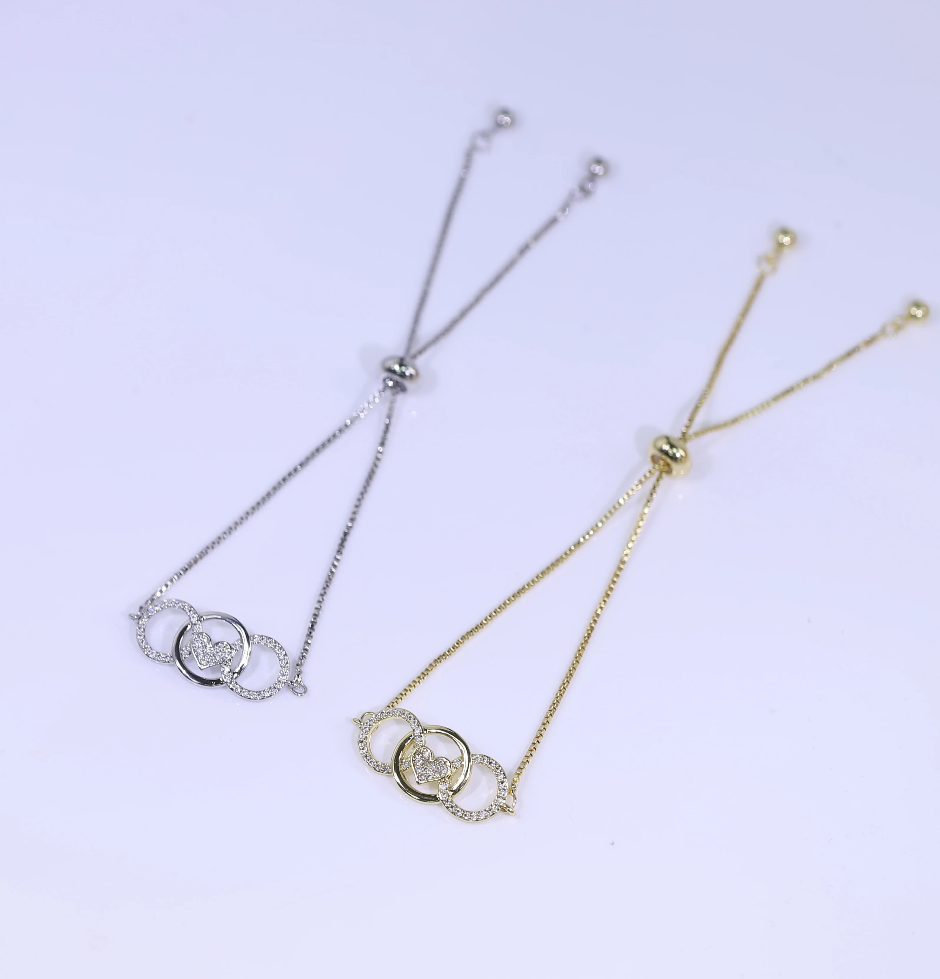 WDM 2 штуки позолоченный медный простой браслет дружбы инкрустированный