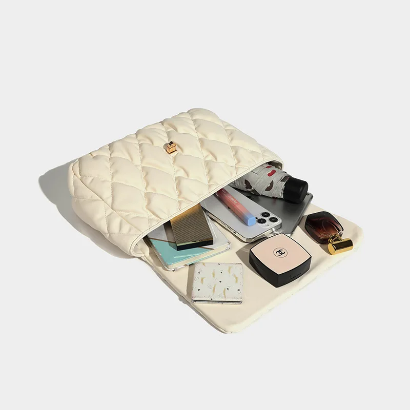 LOERSS Crossbody Bag Women Leather Rhombic Lattice Shoulder Bag Vintage Chain Underarm Bag Fashion Simple Female Shoulder Bags