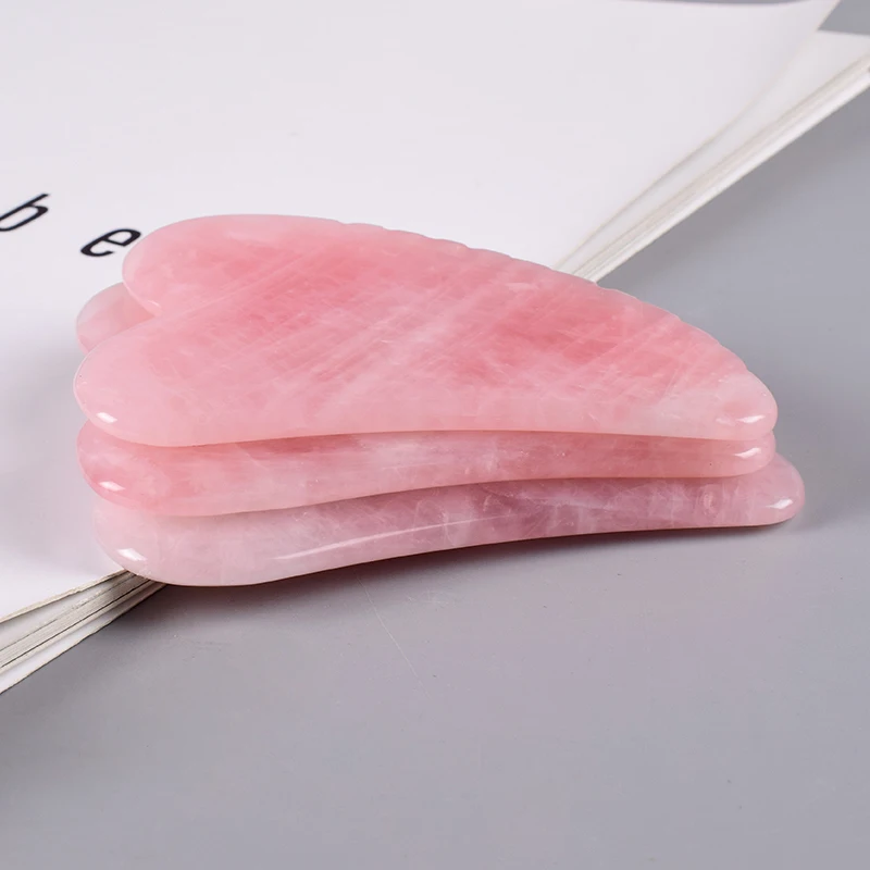 Массажер для лица и шеи с натуральным камнем розовый кварц