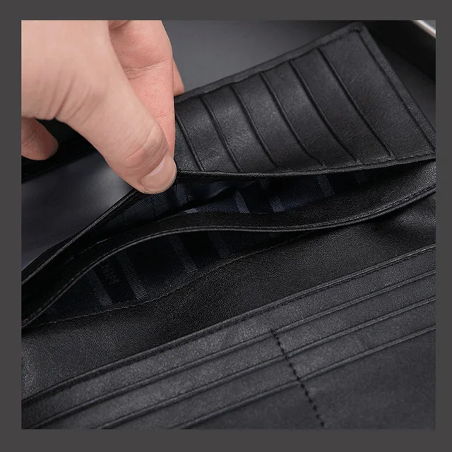BISON DENIM fashion men wallets long slim bifold 3D printed credit card holder purse 4