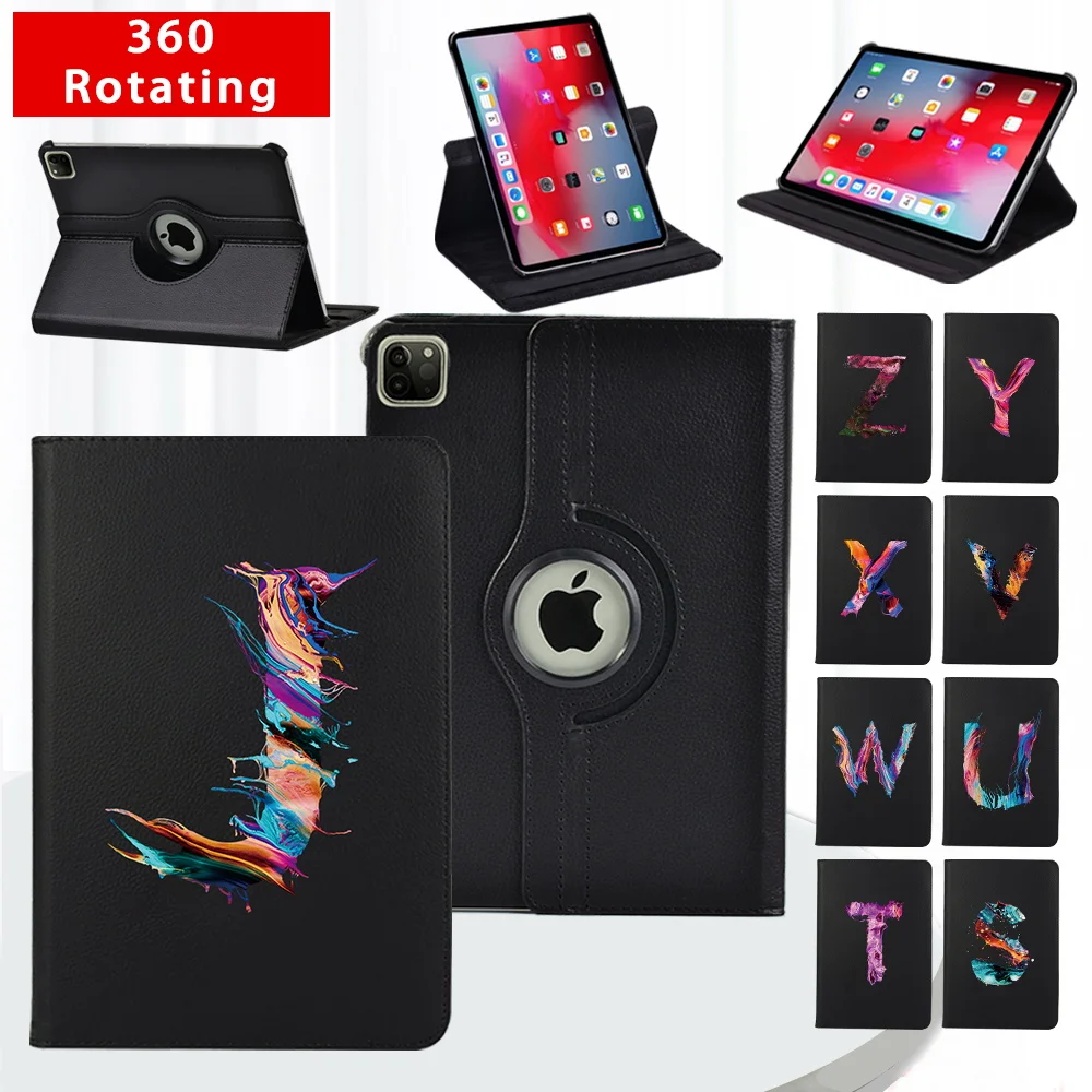 

360 Degrees Rotating Flip Stand Leather Cover for Apple IPad Pro 9.7"/IPad Pro 10.5"/IPad Pro 11" Paint Print Smart Tablet Case