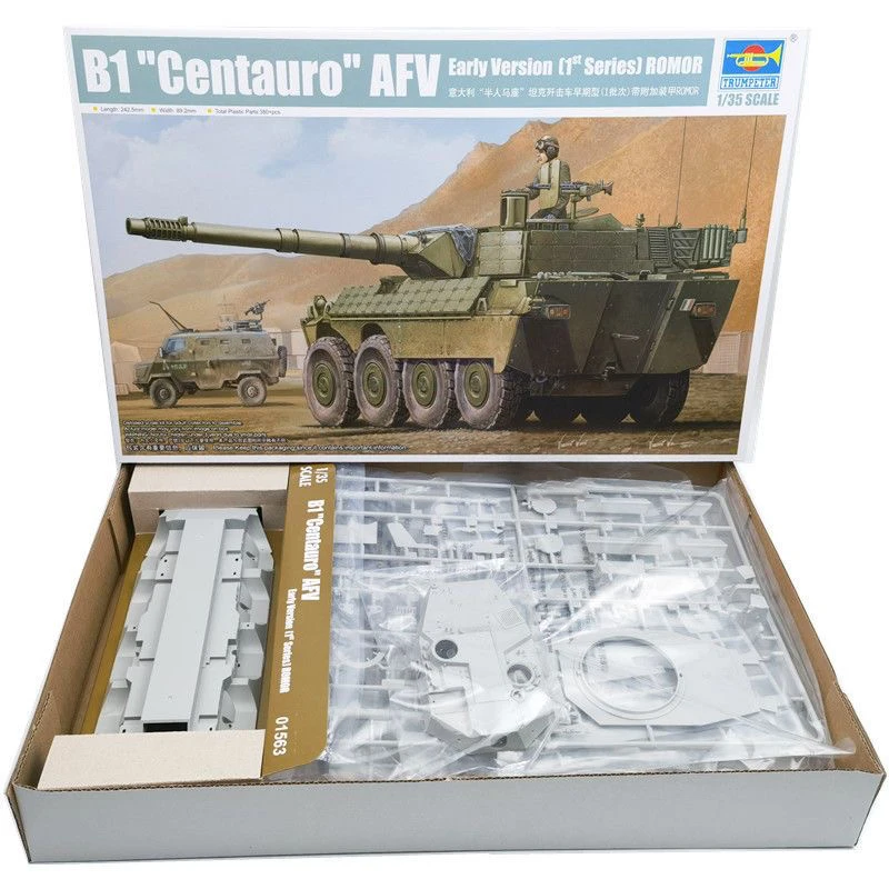 Фото Trumpeter 01563 Масштабная модель 1:35 итальянского истребителя танков B1 Centauro 1-го отряда, с комплектом для сборки из пластика ROMOR, подарок для любителей моделирования №1