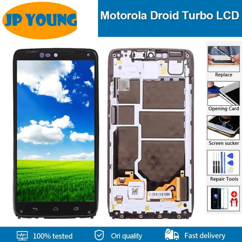 Оригинальный ЖК-дисплей 5,2 'для Motorola Moto Droid Turbo XT1254, сенсорный экран, дигитайзер в сборе для Moto Maxx LCD XT1225, рамка