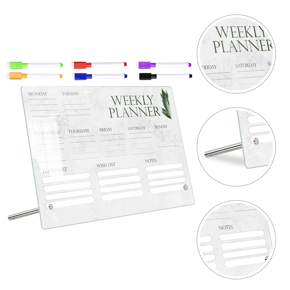 

Acrylic Writing Board Home Message Memo Weekly Planner Magnetic Fridge Note Desktop Dry Erase Erasable Students Supply Calendar