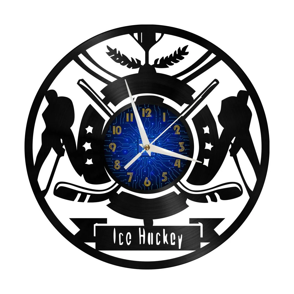 

Ice Hockey Vinyl Wall Clock, Vinyl Record Clock Wall Art Silent & Non-ticking