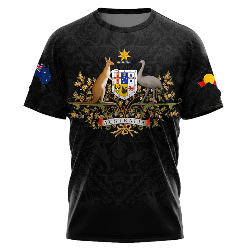 Футболка мужская с австралийским флагом свитшот камуфляжным принтом круглым