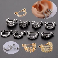 1pcs surgical steel barbell with cz hoop ear tragus cartilage helix earrings ear studs ear cuff rook woman lobe piercing jewelr