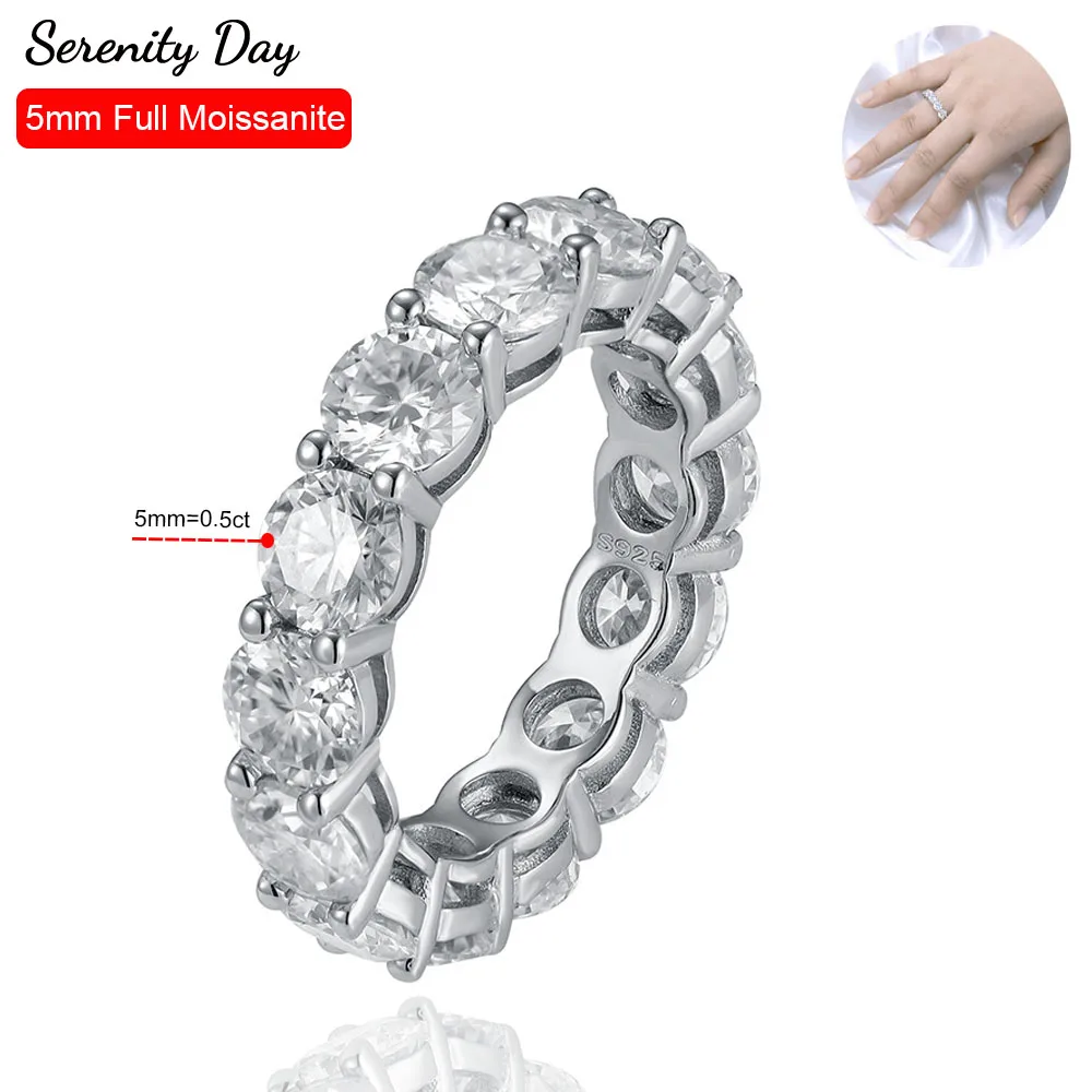 

Serenity Day 7cttw Real D Color 5mm Full Moissanite Wedding Rings For Women Gift S925 Sterling Silver Plated Pt950 Fine Jewelry