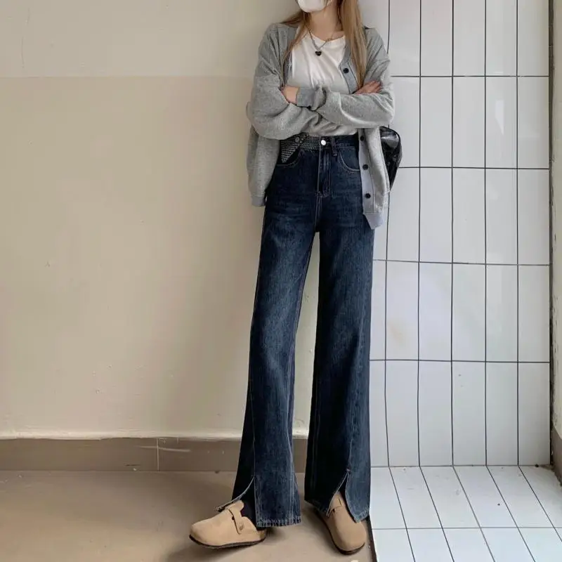 

DD2686 New style niche design loose wide-leg pants mopping trousers jeans