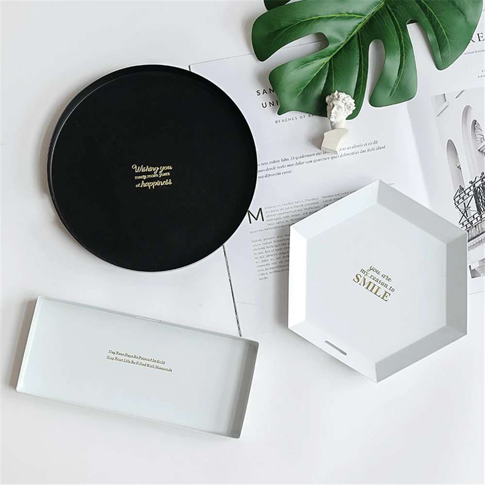 

Metal Decorative Tray for Jewelry Perfume Cosmetics Coffee Cake Plate Kitchen Tea Coaster Home Party Decor Bakery Rack Placemat