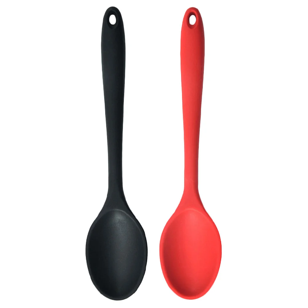 

2 Pcs Silicone Spoon Silicone Utensils Sauce Spoon Salad Spoon Nonstick Kitchen Spoons Silica Gel Sugar Spoon Child