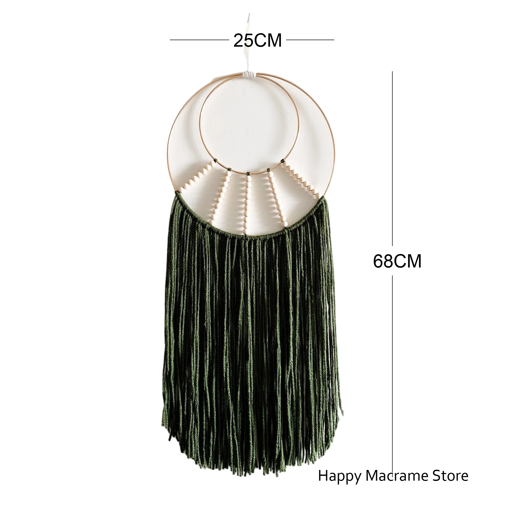 Макраме зеленый обод из бисера круговой настенный подвесной богемный макраме