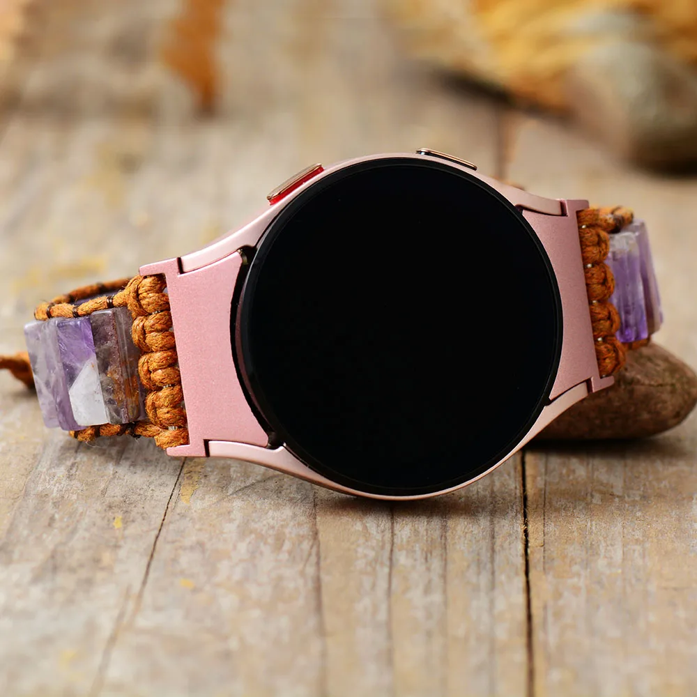 Креативный браслет-ремешок Samsung Galaxy Smart Watch 4 из натуральных камней, регулируемый по размеру, веганский, модный аксессуар.