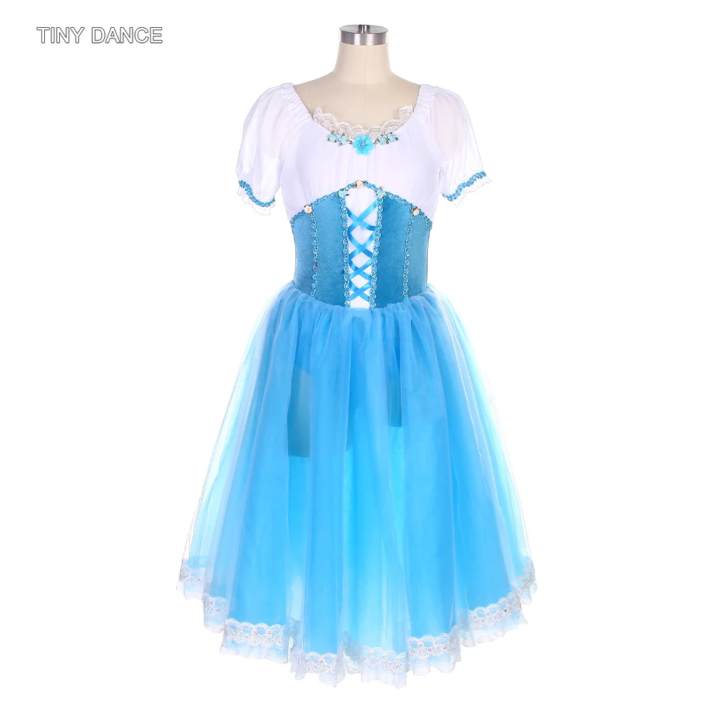 Балетная танцевальная пачка для детей и взрослых бархатный лиф светло-голубого