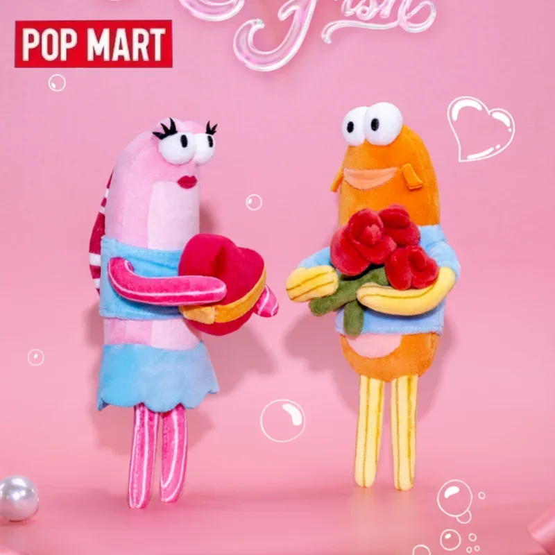Фото POP MART GONG Bikini Bottom Buddies Романтическая серия «Рыбки» Плюшевый брелок Слепая коробка-сюрприз Куклы-игрушки Аниме-фигурка №3