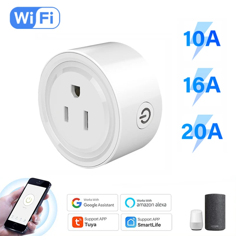 

Tuya WiFi Smart Plug 10A/16A/20A US Smart Home Timing Socket Smart Life APP Control Voice Control Works With Alexa Google Home