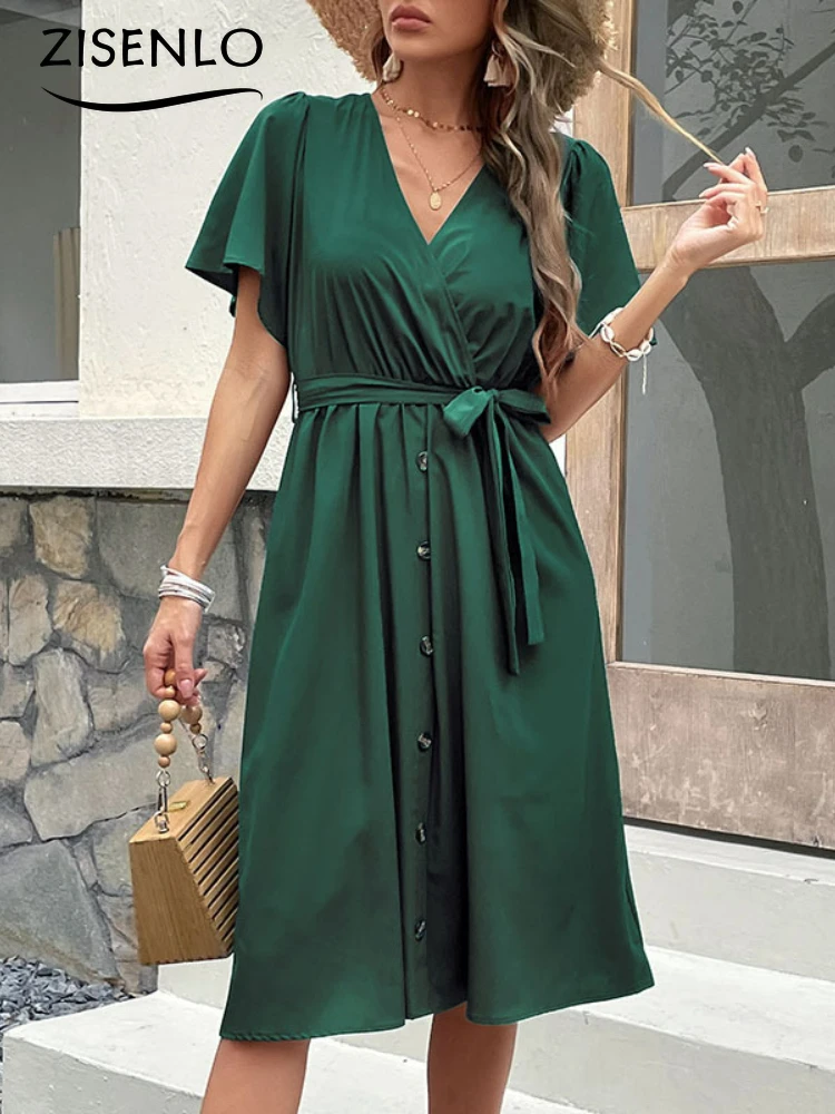 

Платье женское кружевное с коротким рукавом и V-образным вырезом