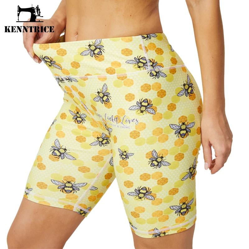 Kenntrice 2022 New Yoga Shorts for Women Stretchy Fitness High Waist 3D Print Short Pants Workout Push Up Butt Lifting Leggings