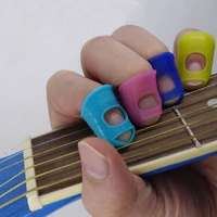 5 pcsset silicone finger hat guitar thumb picks finger cap elastic protect fingertip for guitar bass safety protect caps