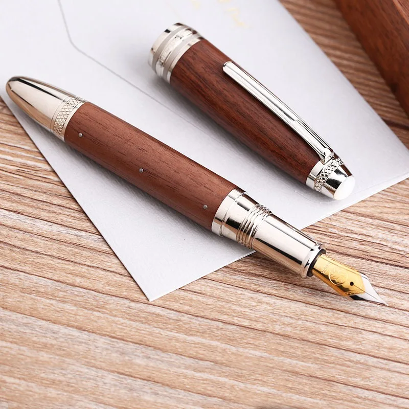 Majohn M1000 Wood Fountain Pen BOCK Nib Rivet Pearl Top Office School Supplies Stationery Writing Handmade Pens