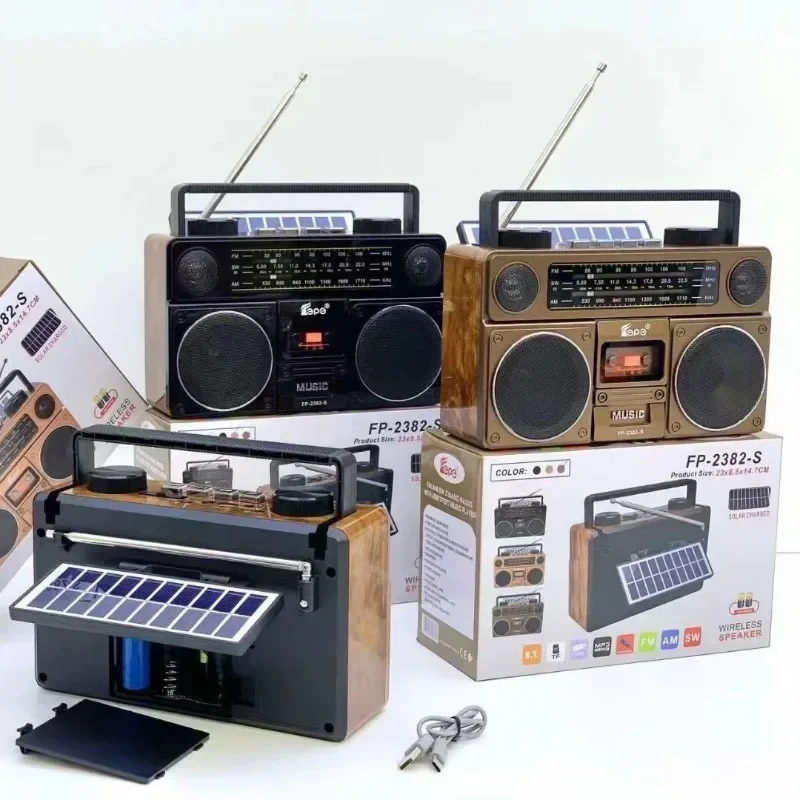 Многофункциональное ретро-радио AM FM SW 3-диапазонный с солнечной панелью HIFI стерео