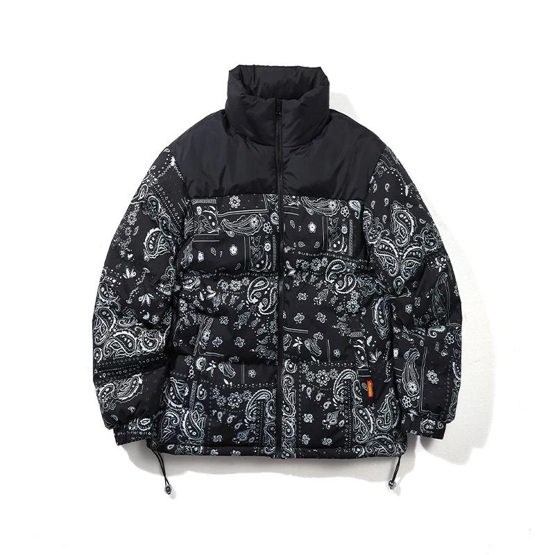 

2023 Men's Winter Warm Jacket Coat Patchwork Vintage Painting Padded Puffer Jacket Oversize Male Parka Men's Clothing