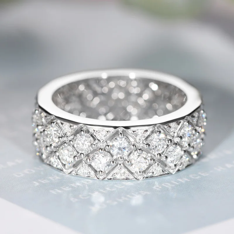 

Super Flash Luxury White Gold Prismatic Zircon Ring Exquisite Square Full Diamond Fashion Women's Ring Party Anniversary Gift