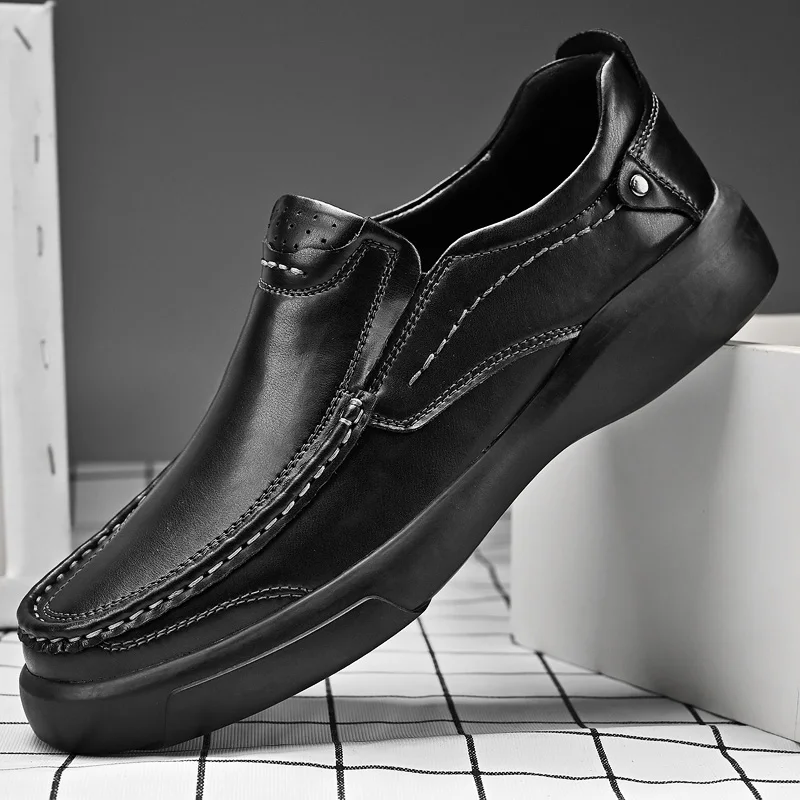 

Туфли мужские из натуральной кожи, роскошные брендовые, без застежки, итальянские мокасины, дышащие, повседневная обувь для вождения