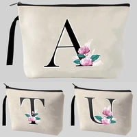 2022 casual women travel cosmetic bag canvas zipper make up whitemarble letter makeup case organizer storage pouch toiletry bags